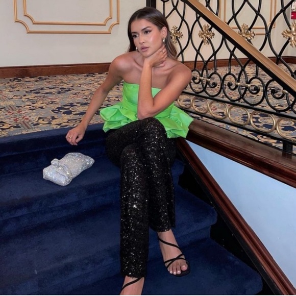 NWT ZARA Limited Edition Voluminous Top Neon Green S Blogger’s Favorite - Picture 8 of 13